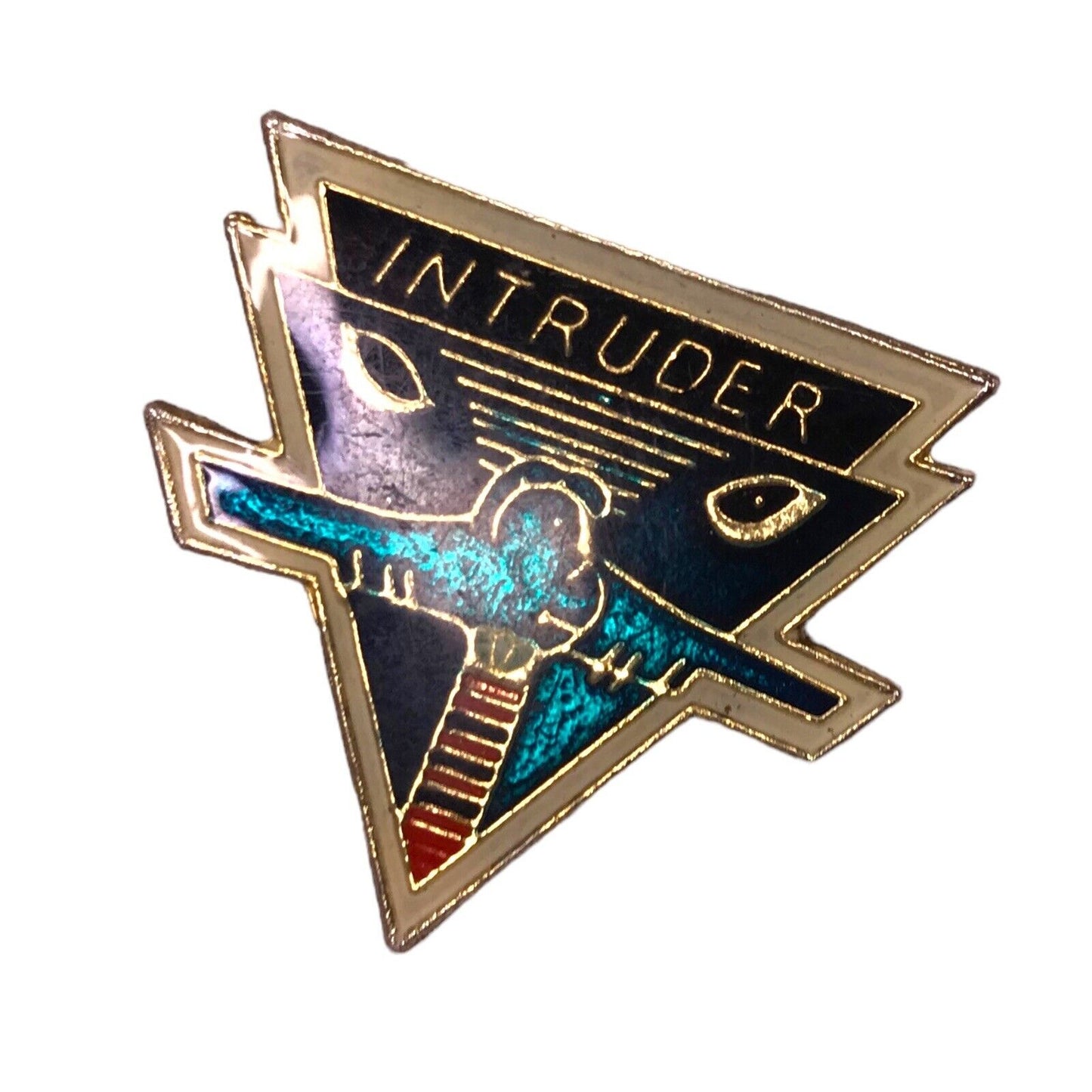 U.S Airforce Intruder A6 USAF Fighter Squadron - Vintage Enamel Pin Badge RARE