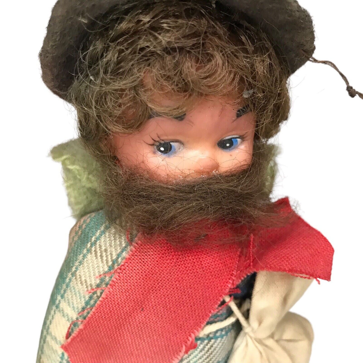 Australian Swagman Dolls Vintage Folk Art Bushman Hobo with Bedroll on Back