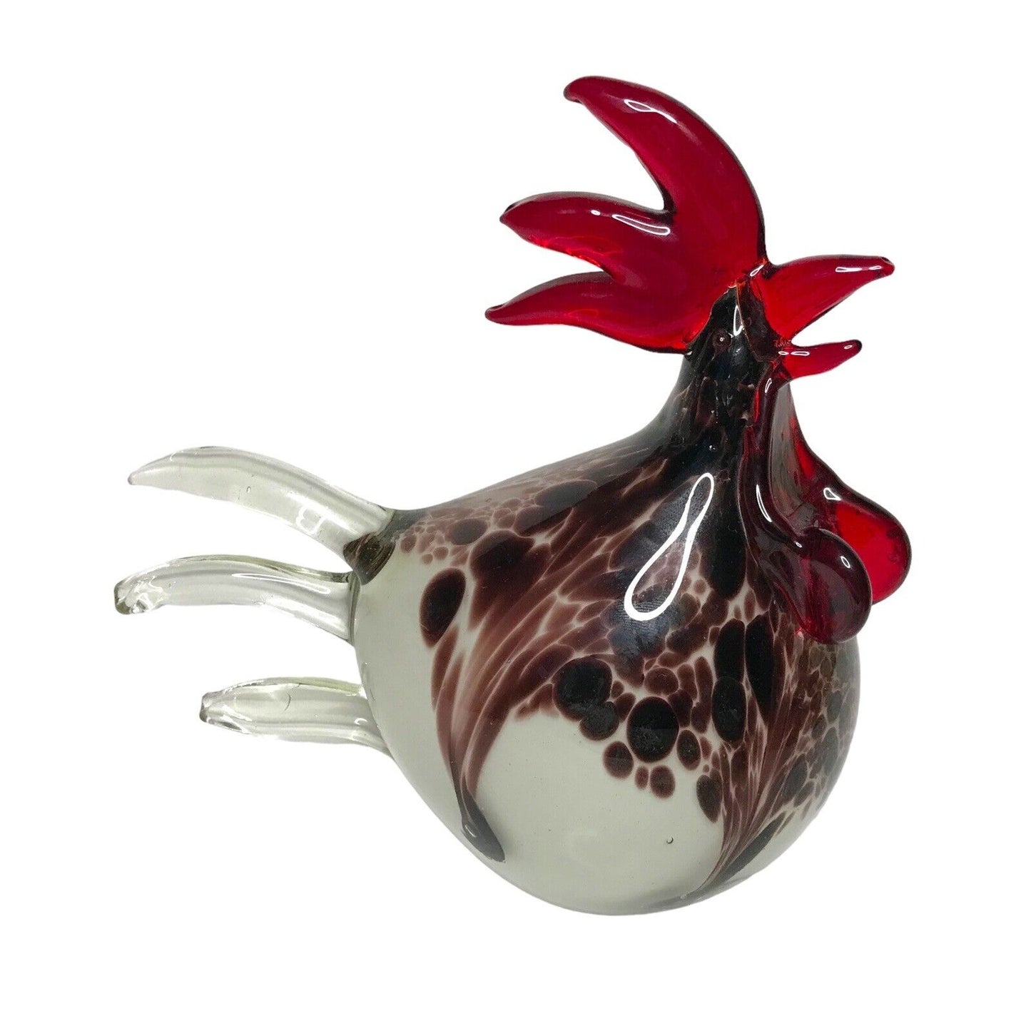 Vintage Art Glass Rooster Stylish Murano Style Hen Chicken Large Heavy 18.5cm