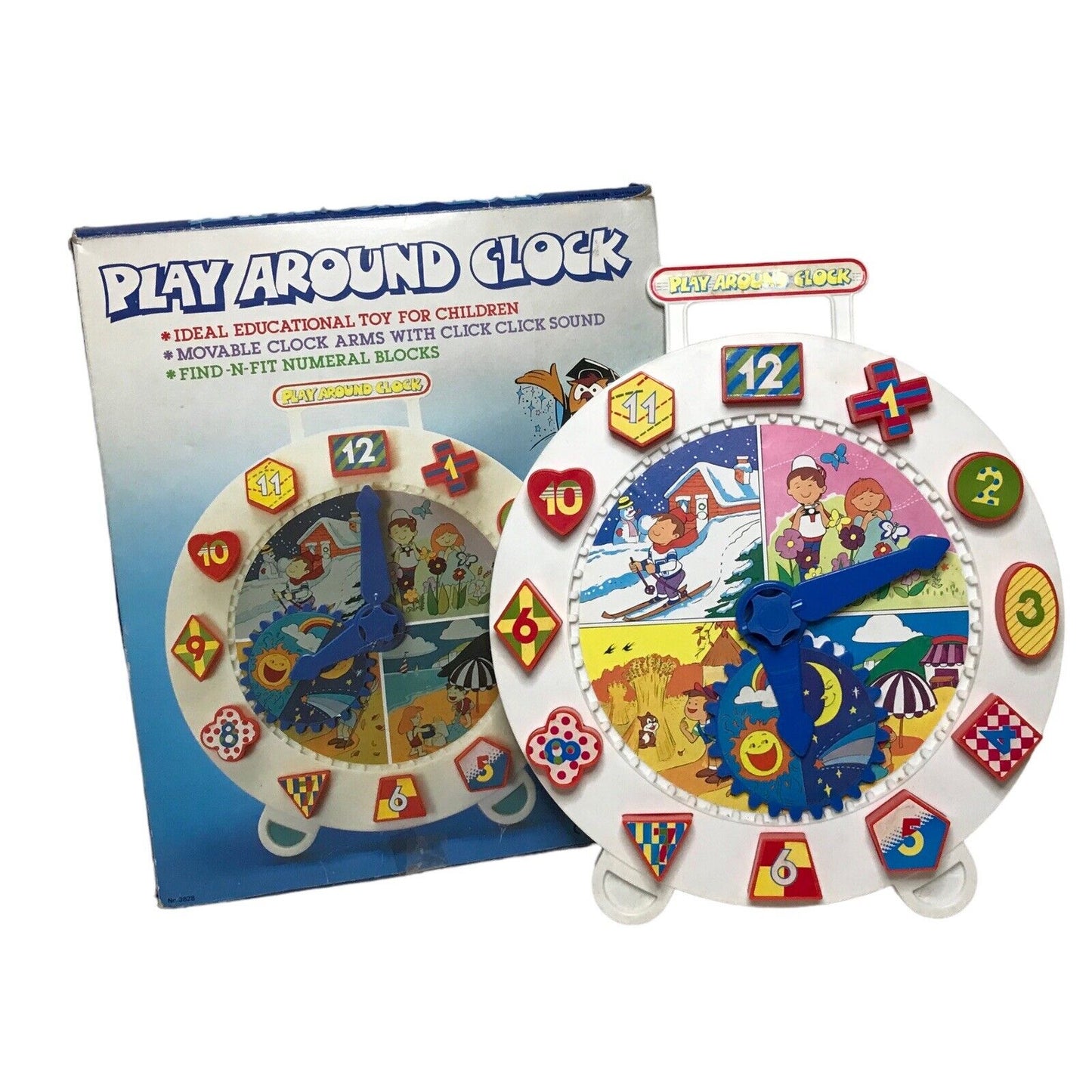 Play Around Clock Educational Teaching Toy - Numbers & Shapes Movable Arms