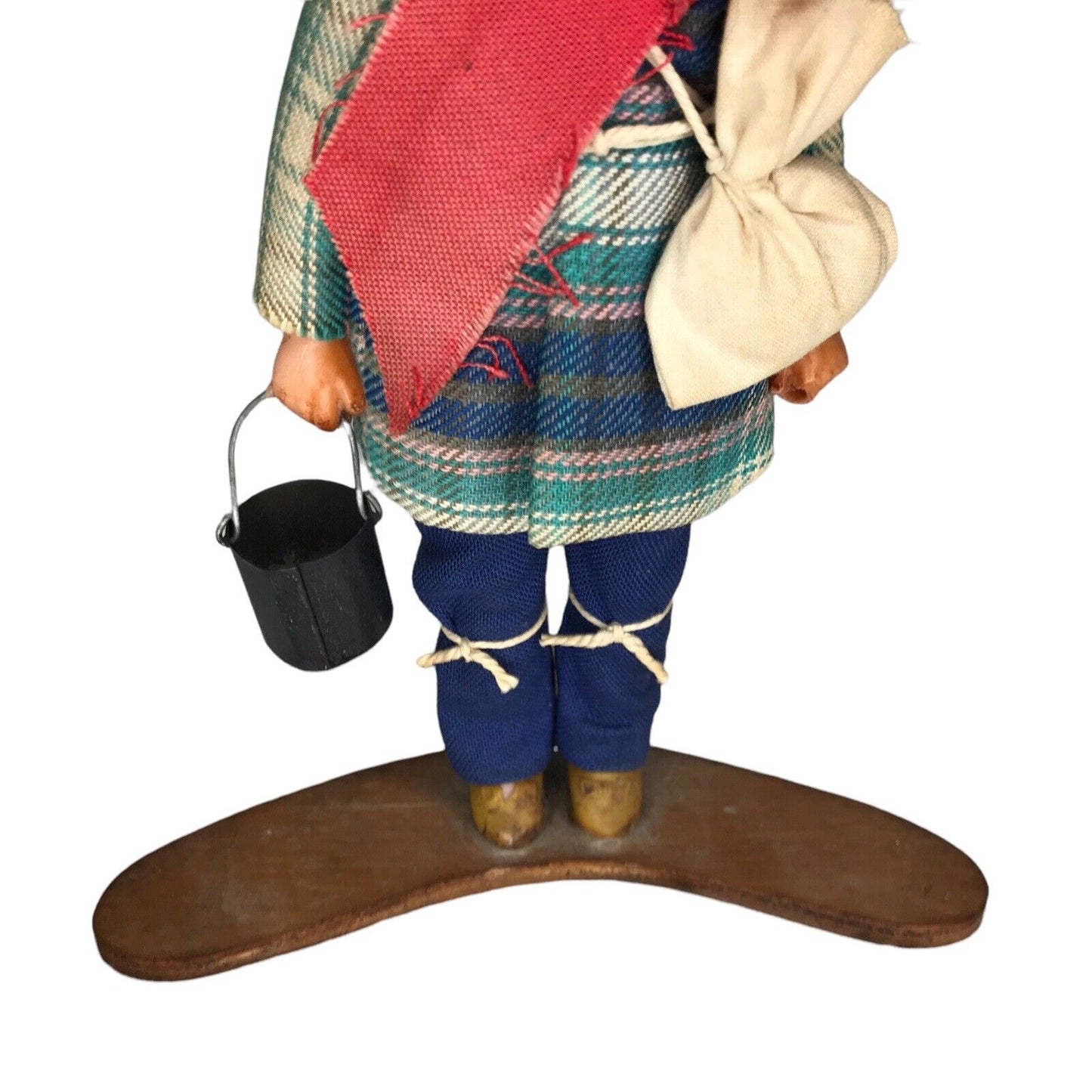 Australian Swagman Dolls Vintage Folk Art Bushman Hobo with Bedroll on Back