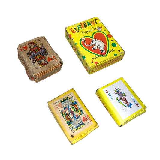 Vintage Mini Miniature Junior Playing Cards - Bundle of 4 - Elephant, Perma