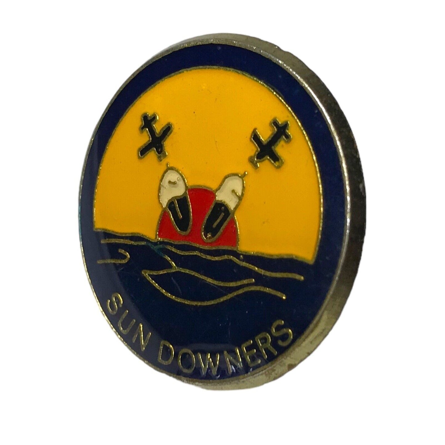 U.S Air Force Military Sun Downers Squadron VF-111 Vintage Enamel Pin Badge RARE