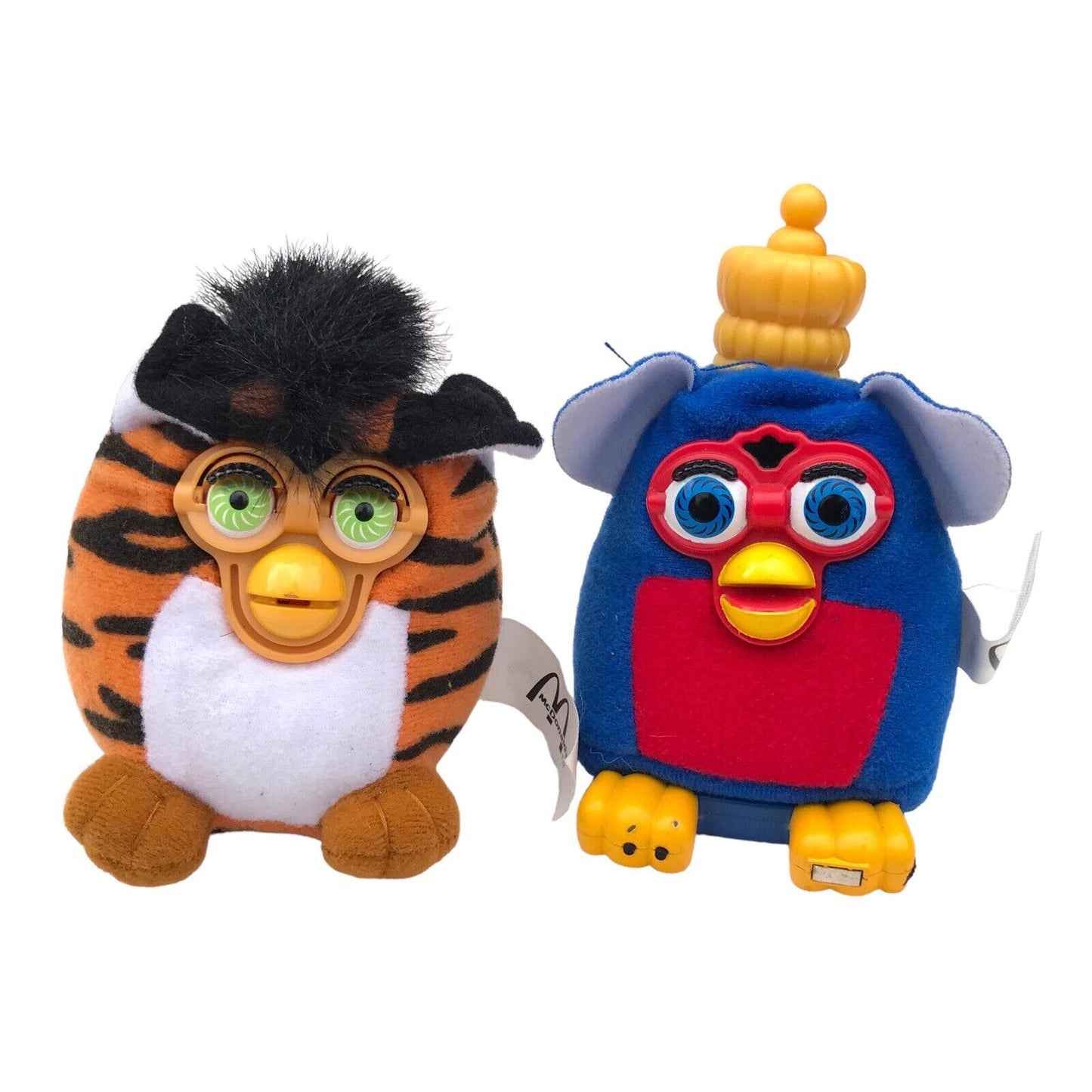 2x Furby McDonalds Toys Collectable Funnies - Tiger & Royal King Furby