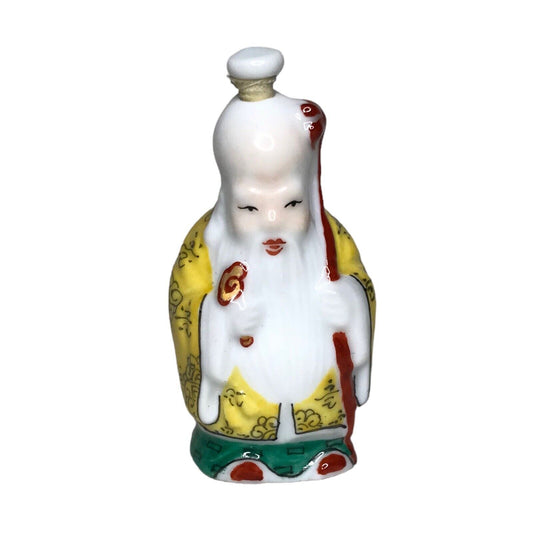 Vintage Chinese Porcelain Snuff Bottle – Old Wise Man | Guangxu Mark | Famille Rose Style