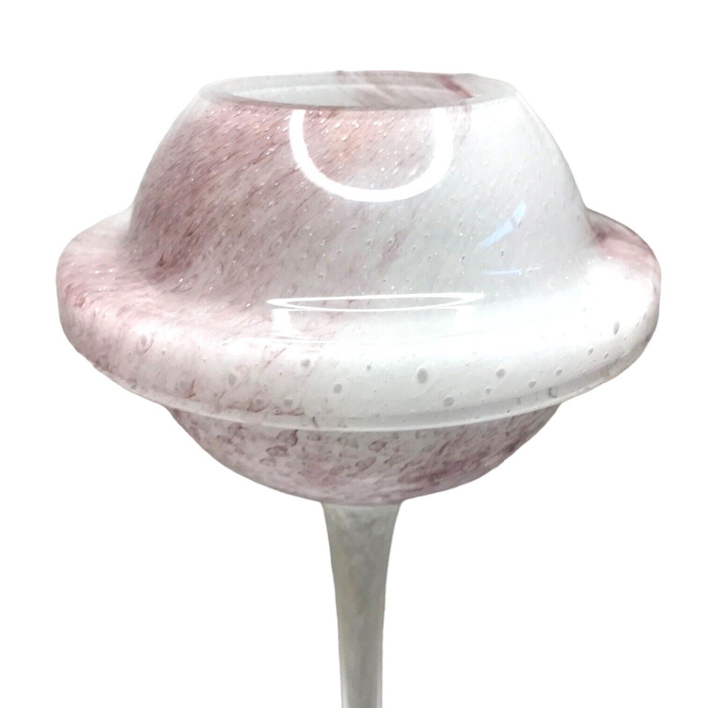 Compote Dish - Vintage Cranberry Pink White Versatile as Vase Candle Holder