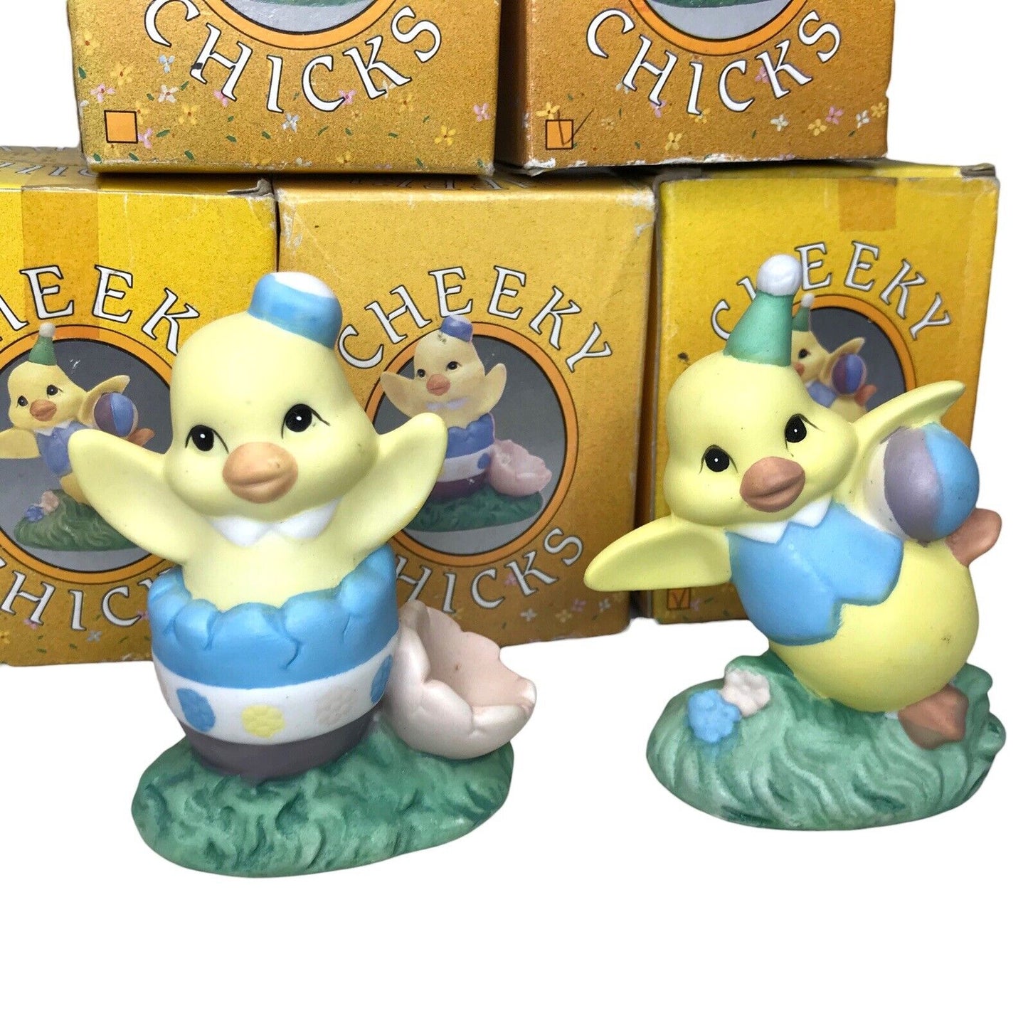 Bundle of 5x Vintage 1993 Easter Spring Cheeky Chicks Figures Porcelain