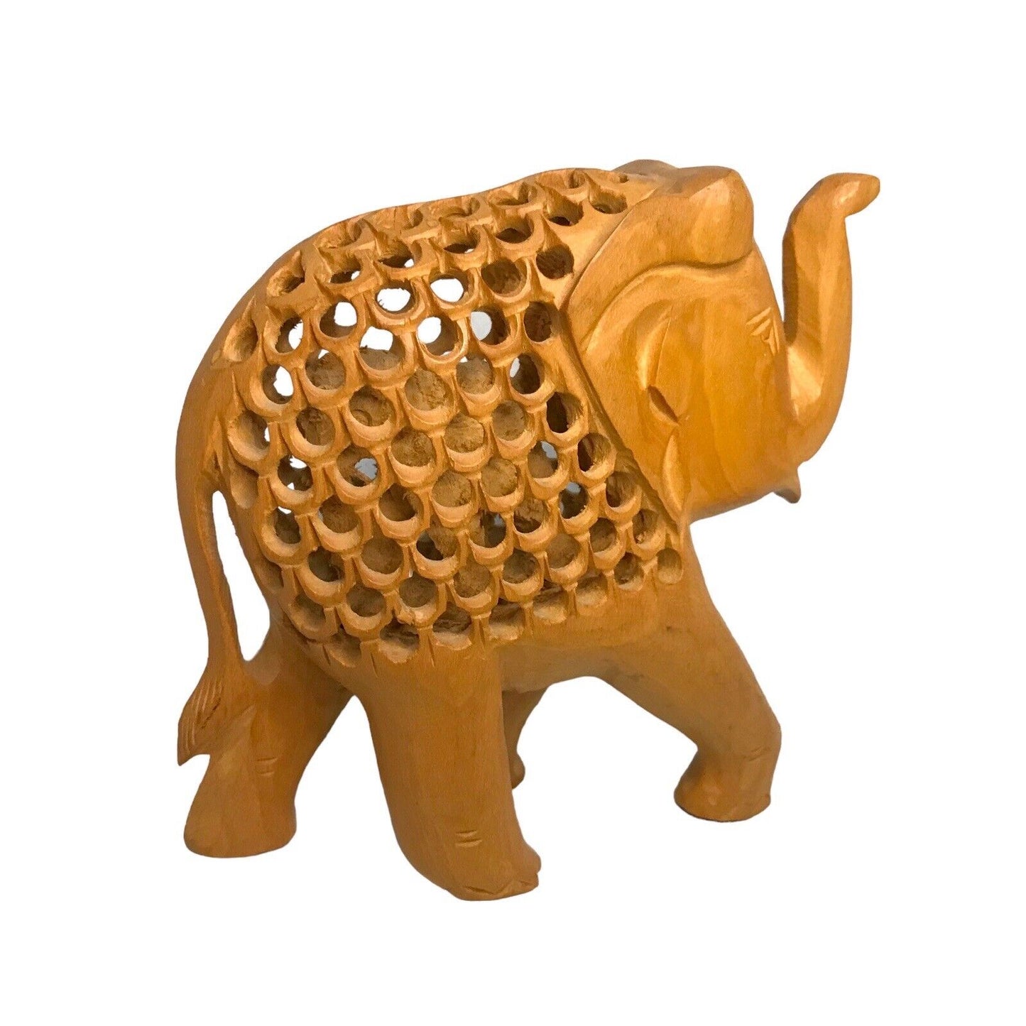 Hand Carved Wooden Elephant Inside an Elephant Figurine Decorative India Art