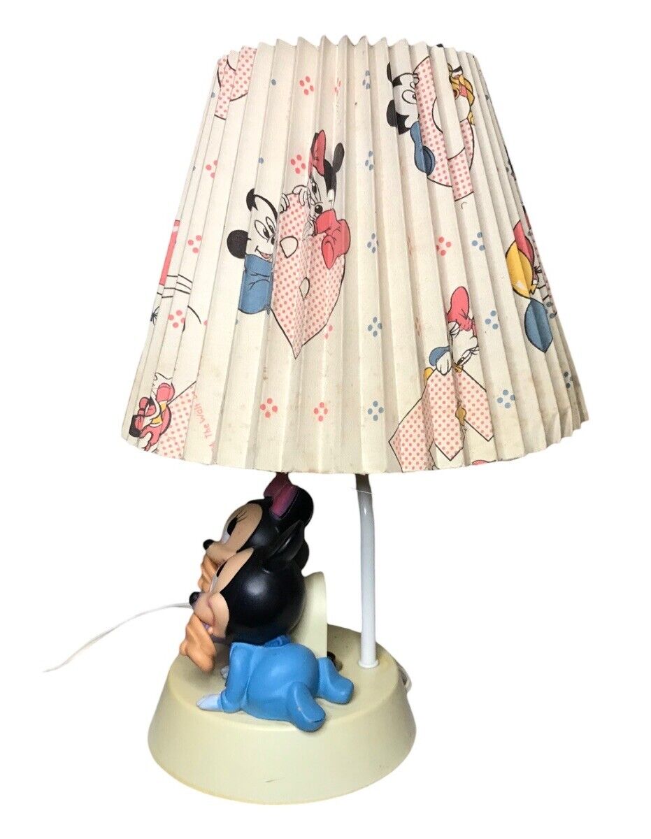 Walt Disney Baby Mickey and Minnie Mouse Nursery Lamp Night Light Shade 1984