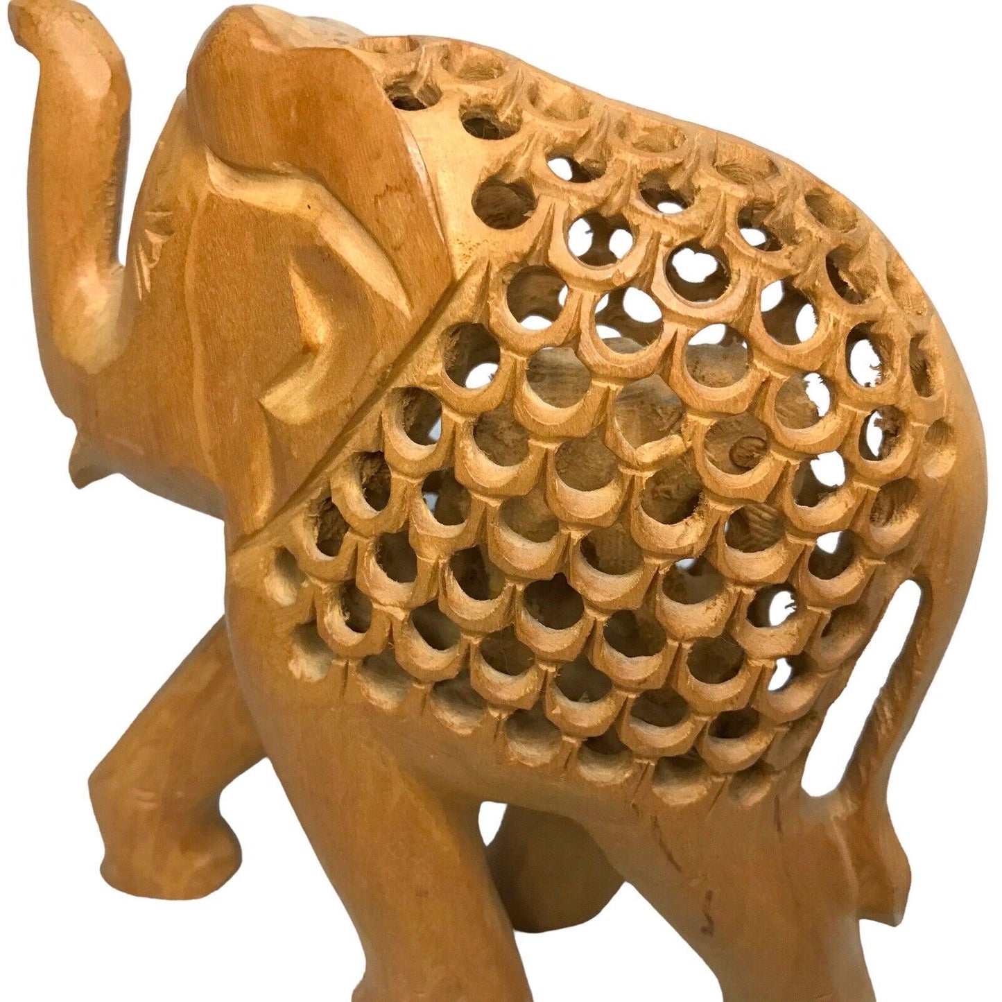 Hand Carved Wooden Elephant Inside an Elephant Figurine Decorative India Art