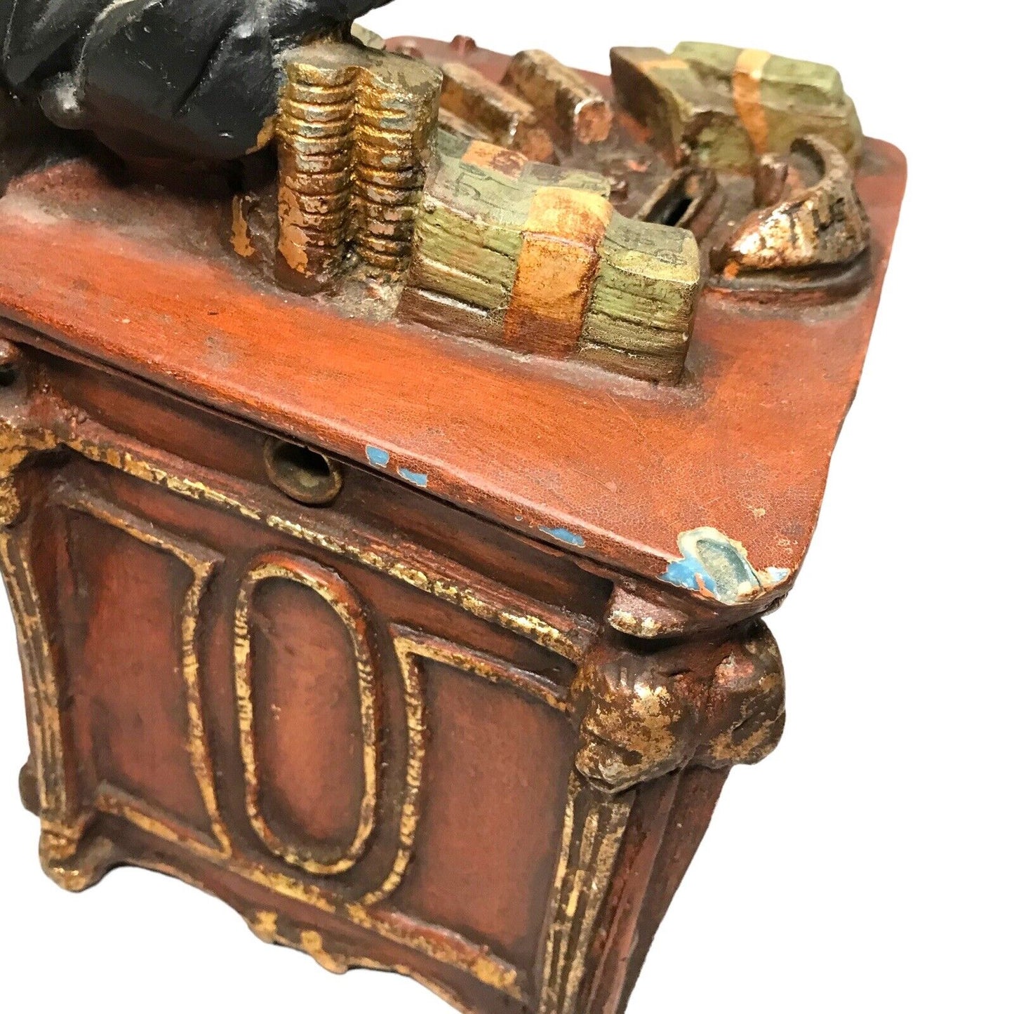 Musical Money Box Bank of Dressed Boss Pig Sitting at a Desk with Money Wind Up