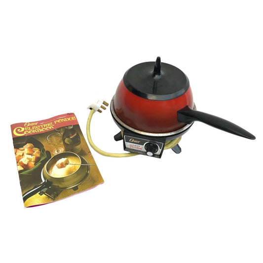 Vintage Oster Electric Fondue Set - RARE - 1960s 1970s Retro Red Kitchenware