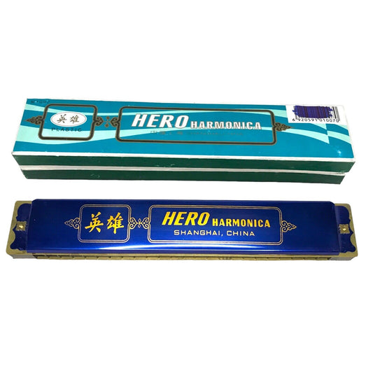 Vintage HERO Harmonica - 48 Note 180mm - Shanghai BLUE - New Old Stock 70s/80s