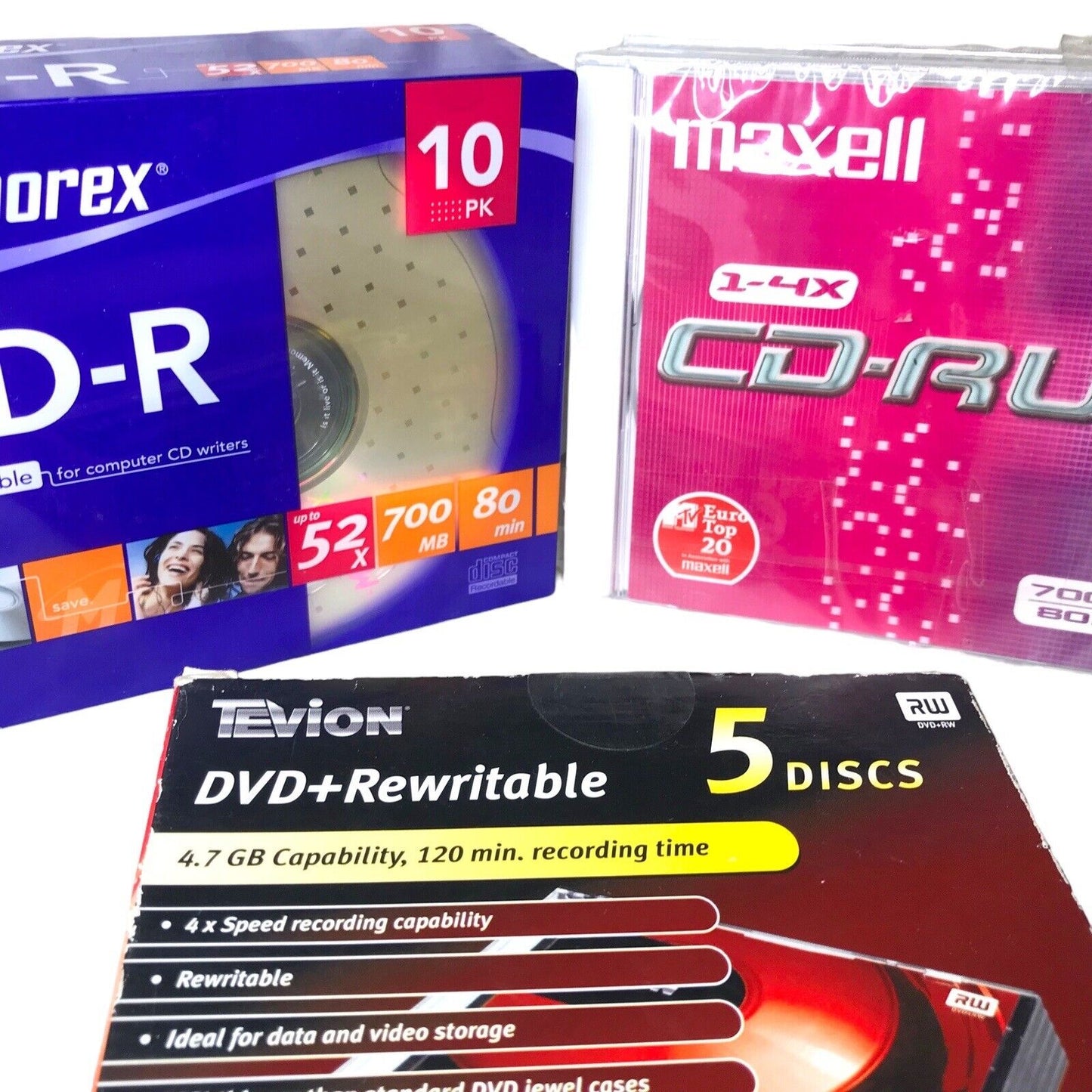 Memorex CD-R 700MB x 10, Maxell CD-RW 700MB x 4 & Tevion DVD+RW 4.7GB x 5 Bundle